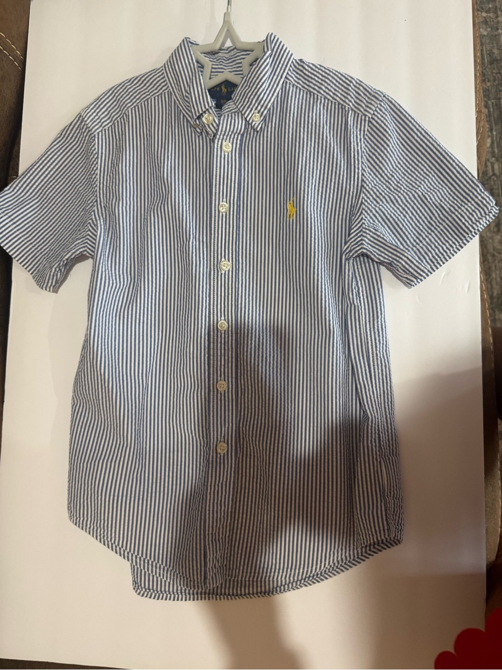 Polo by Ralph Lauren Blue & White Striped Short-Sleeve Button-Down Shirt